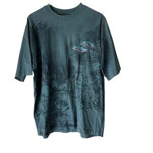 Vintage‎ Signal Sports Shirt Mens XL Dolphin Ocean Underwater Embroidered 90s